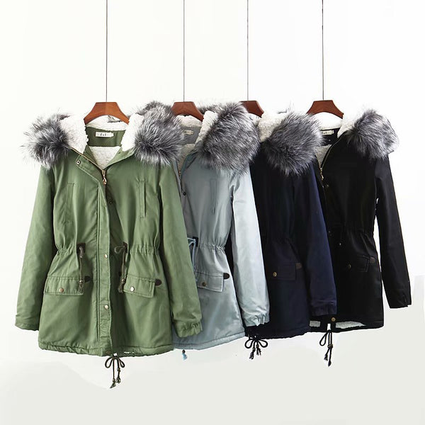 Abrigo de Invierno con Cuello de Pelaje y Forro Polar