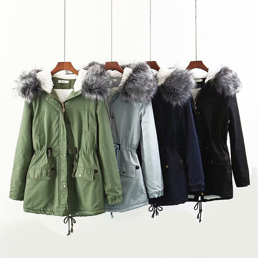 Abrigo de Invierno con Cuello de Pelaje y Forro Polar