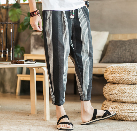 Pantalones Casuales Hombre Talla Grande Algodón Lino Estilo Japonés - Image 6