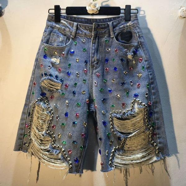 Pantalón Cropped Cintura Alta Slim con Detalles Rotos