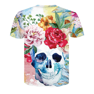 Playera Hombre Calavera Póker 3D - Cuello Redondo Manga Corta Verano Casual
