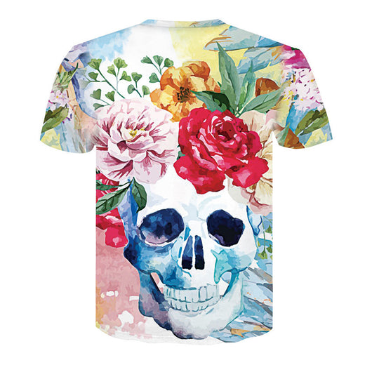 Playera Hombre Calavera Póker 3D - Cuello Redondo Manga Corta Verano Casual