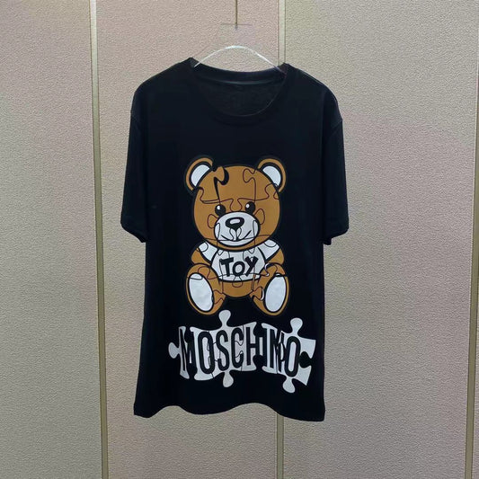 Playera de Pareja Estampado Oso Caricatura Manga Corta Casual