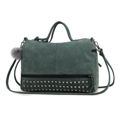 Bolso de Hombro en Cuero Nobuck con Remaches - Image 12
