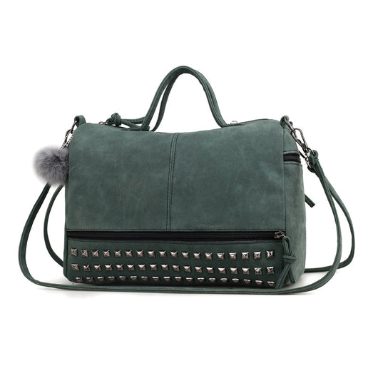 Bolso de Hombro en Cuero Nobuck con Remaches - Image 12