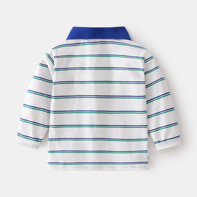 Camisa Escolar Manga Larga con Cuello a Rayas y Detalles en Contraste - Image 2
