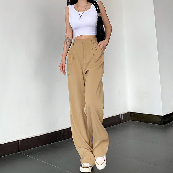 Pantalón Retro Cintura Alta Slim Fit Casual para Mujer