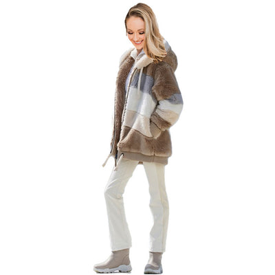 Chaqueta Hoodie Suave Oversize Multicolor para Mujer - Image 4