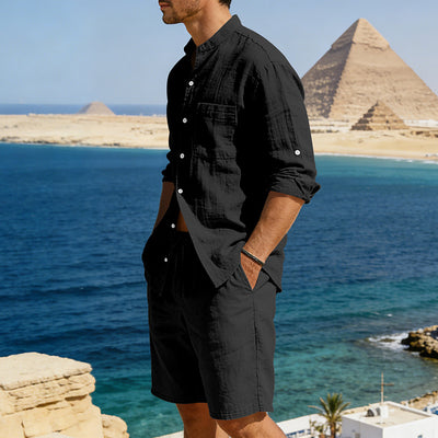 Conjunto de Camisa y Shorts de Lino para Hombre - Image 26
