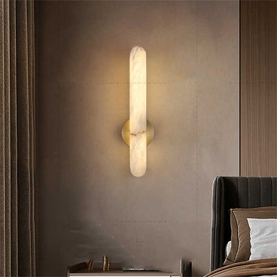 Lámpara de Pared Minimalista para Dormitorio con Mármol y Cobre - Image 4