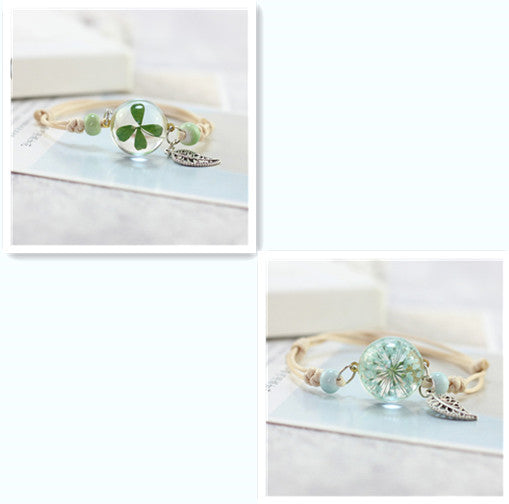 Pulsera Esfera de Cristal con Flores Secas - Diente de León y Estrellas - Image 26