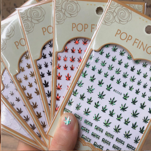 Stickers de Uñas 3D Hoja de Arce con Bronce Láser - Diseño DIY 6 Colores