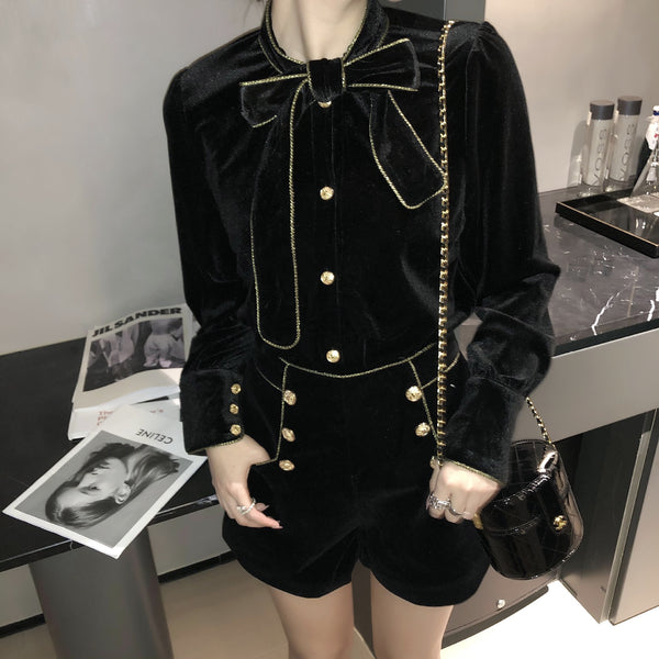 Blusa de Terciopelo con Ribete de Seda Dorada - Elegancia Sofisticada - Image 10