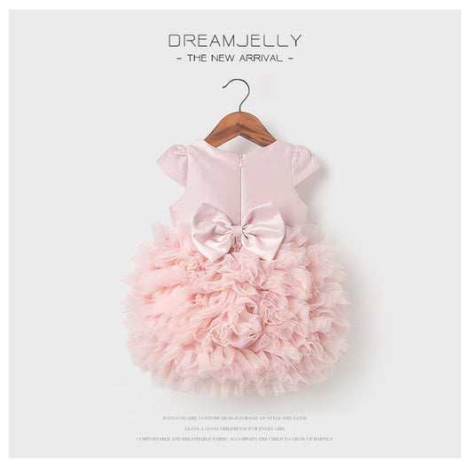 Vestido de Primer Cumpleaños Niña Rosa con Falda Tul Princesa - Image 2