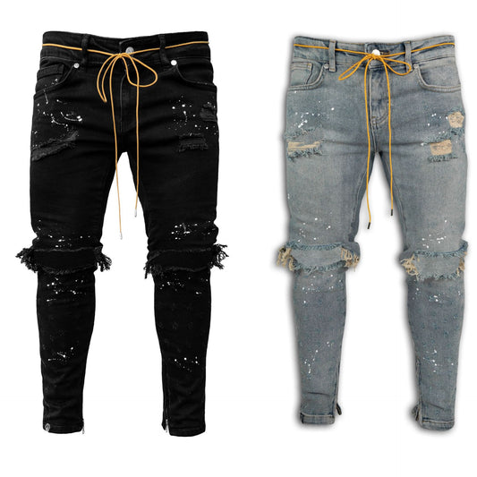 Pantalones Slim Fit Rotos Europeos y Americanos