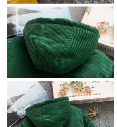 Abrigo infantil de terciopelo acolchado a rayas con combinación de colores - Image 6
