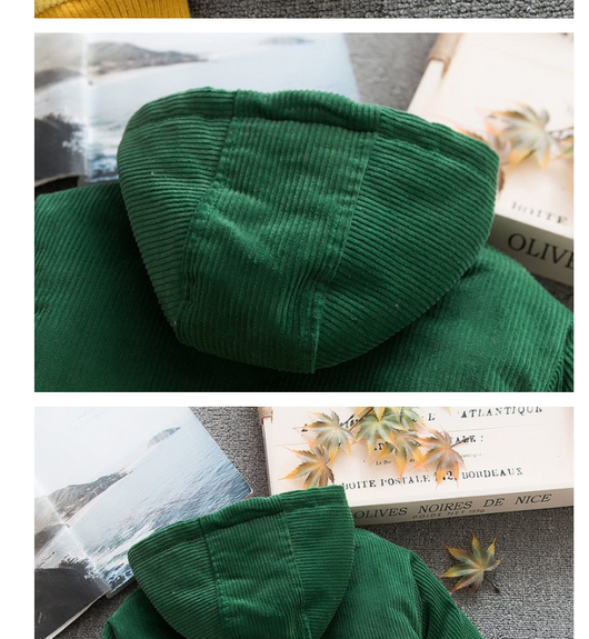 Abrigo infantil de terciopelo acolchado a rayas con combinación de colores - Image 6