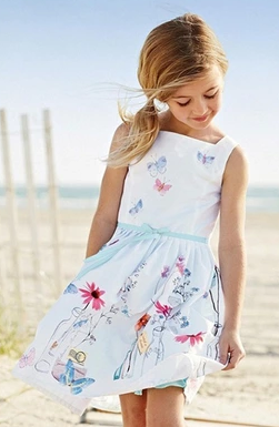 Vestido Princesa Niña Blanco con Mariposas y Flores