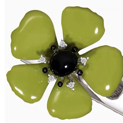 Pasador de Flor 3D Verde Gota de Aceite - Lujo Minimalista - Image 3