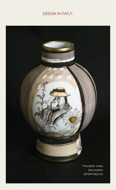 Jarrón de Porcelana con Decoración en Tono Cacao - Image 10