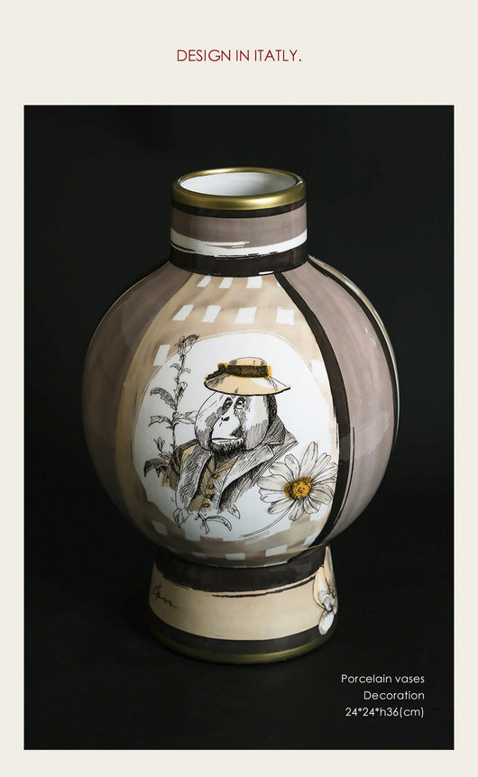 Jarrón de Porcelana con Decoración en Tono Cacao - Image 10