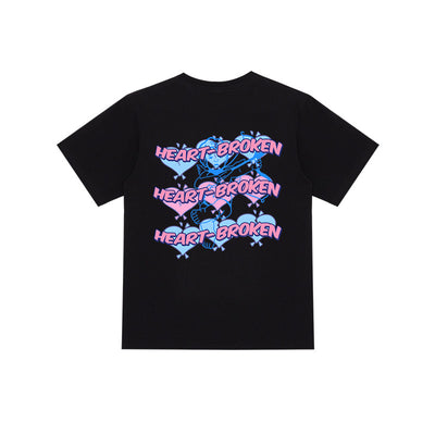 Camiseta Estampada Retro Corazón Amor Manga Corta