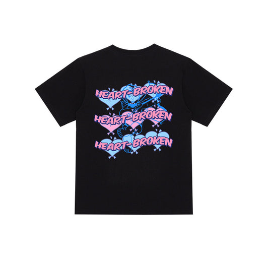 Camiseta Estampada Retro Corazón Amor Manga Corta