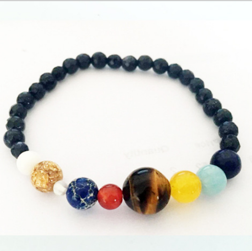 Pulsera de Cuentas de Piedra Natural Sistema Solar Ocho Planetas Galaxia Universo Estrella Guardiana - Image 23