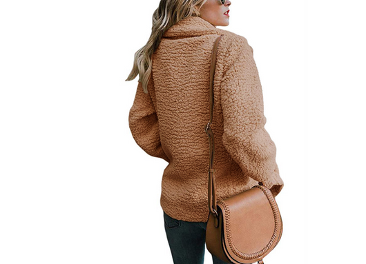Abrigo de Mujer Otoño Invierno con Solapas de Felpa y Bolsillos - Image 2