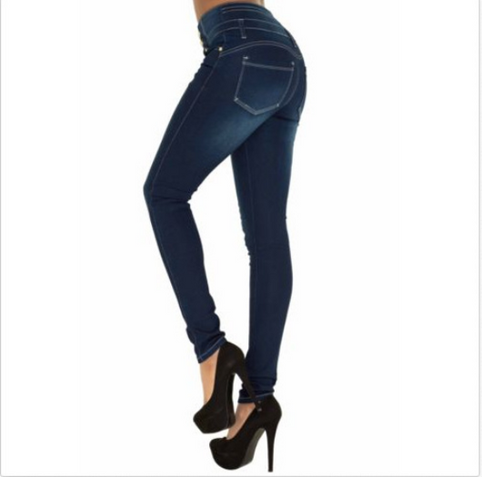Jeans Talle Grande Cintura Alta Mujer - Stretch Slim Fit con Botones - Image 3