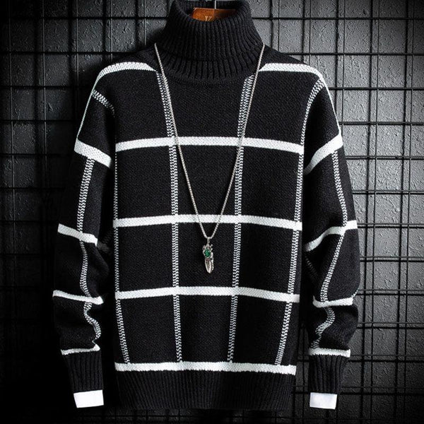 Suéter de Invierno para Niños Cuello Alto Estilo Coreano Tartán Cálido - Image 10