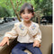 Blusa Infantil Coreana Blanca con Bordados Elegantes