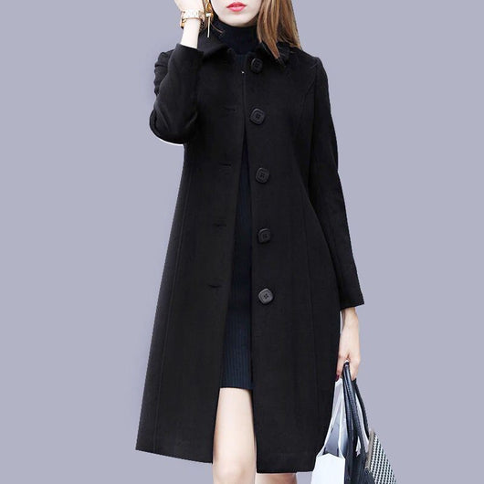 Abrigo de Lana Slim Estilo Hepburn de Largo Medio - Image 3
