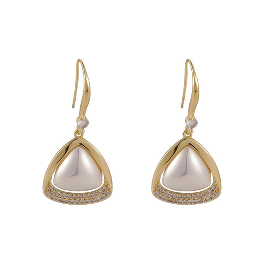 Aretes de Perla Triángulo Diamante Brillante - Image 7