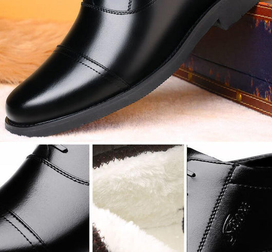 Zapatos de Cuero Genuino con Forro Polar para Hombre - Comodidad Invernal - Image 9