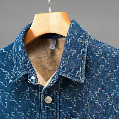 Camisa de Mezclilla Casual con Forro Polar y Estampado Floral - Image 5