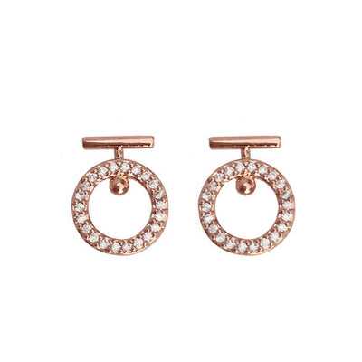 Aretes de Plata Pura Chapados en Oro Rosa - Diseño Delicado Estilo Coreano - Image 4