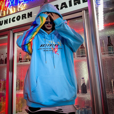 Sudadera Hip Hop Rainbow con Estampado Mariposa - Hoodie Streetwear Casual Unisex - Image 3