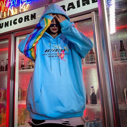 Sudadera Hip Hop Rainbow con Estampado Mariposa - Hoodie Streetwear Casual Unisex - Image 3