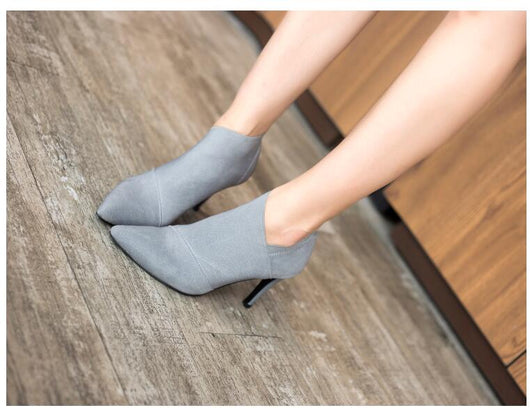 Botas Cortas Tacón Stiletto Punta Aguda Estilo Retro Elegante para Mujer - Image 3