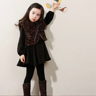 Vestido Infantil de Terciopelo Grueso con Volantes para Otoño e Invierno - Image 5