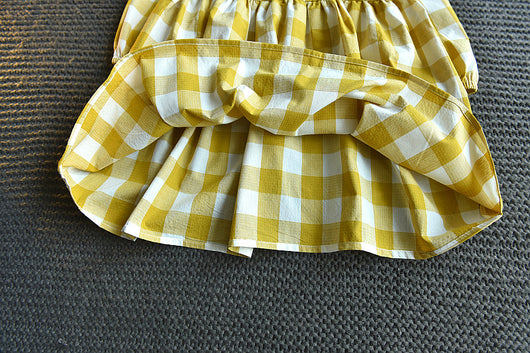 Vestido Niña Cuadros con Cuello Amplio y Botones Manga Larga - Image 12