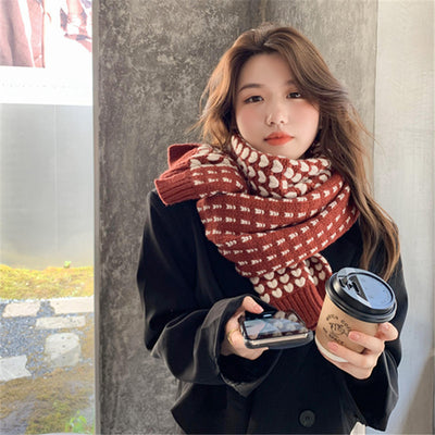 Bufanda Mini Corazón Tejida a Mano Estilo Coreano para Mujer