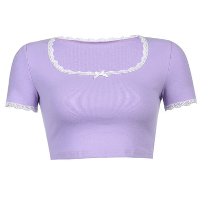 Blusa de Encaje con Escote Cuadrado y Lazo Frontal - Image 3
