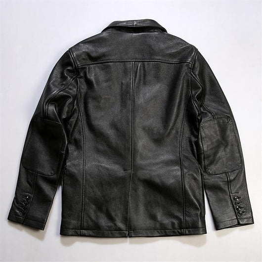 Blazer de Cuero Casual Abotonado Simple - Image 10
