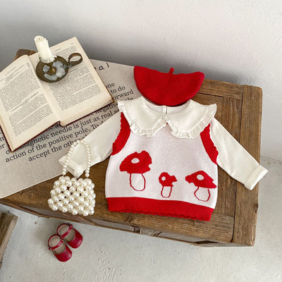 Chaleco Tejido de Algodón para Niños con Diseño Jacquard Setas - Image 3