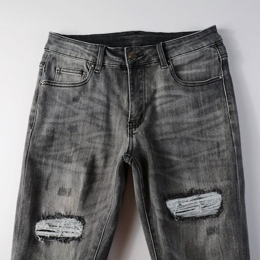Pantalones Vaqueros Rotos Gris Casual para Hombre - Estilo Urbano Moderno - Image 4