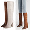 Botas Altas de Cuero con Tacón Grueso y Punta Afilada - Tallas Grandes