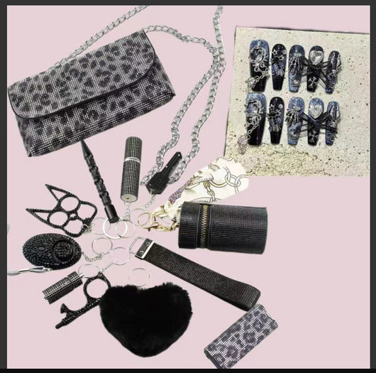 Set de Defensa Personal para Mujer: Bolso Bandolera + Llavero de Seguridad + Uñas Postizas - Image 4