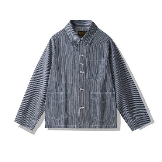Chaqueta Motociclista Denim a Rayas con Múltiples Bolsillos - Image 2